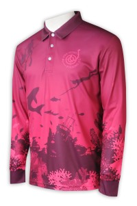 P1292  Production of thermal sublimation long sleeve Polo shirt men's full-piece printing thermal sublimation manufacturer  Diving fishing team shirt